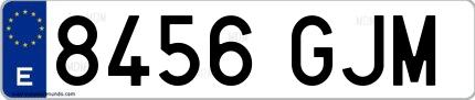 Ejemplo de matrícula española 8456 GJM