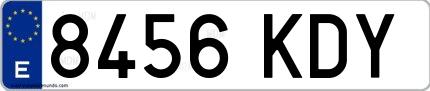Ejemplo de matrícula española 8456 KDY
