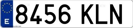 Ejemplo de matrícula española 8456 KLN