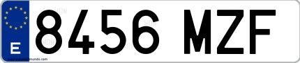 Ejemplo de matrícula española 8456 MZF