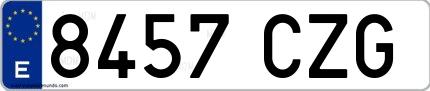 Ejemplo de matrícula española 8457 CZG