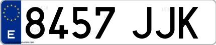 Ejemplo de matrícula española 8457 JJK