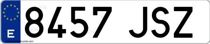 Ejemplo de matrícula española 8457 JSZ
