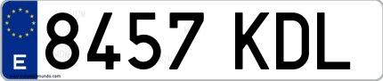 Ejemplo de matrícula española 8457 KDL