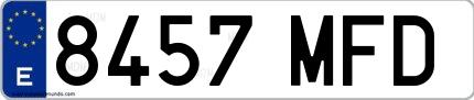 Ejemplo de matrícula española 8457 MFD