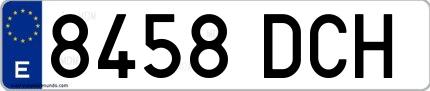 Ejemplo de matrícula española 8458 DCH