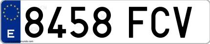 Ejemplo de matrícula española 8458 FCV