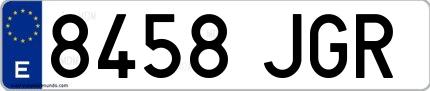 Ejemplo de matrícula española 8458 JGR