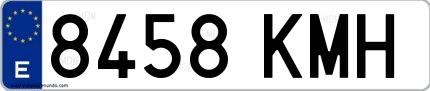 Ejemplo de matrícula española 8458 KMH