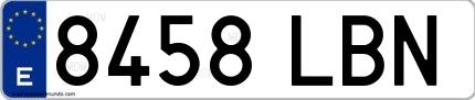 Ejemplo de matrícula española 8458 LBN