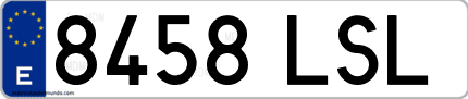 Ejemplo de matrícula de coche ordinaria 8458 LSL