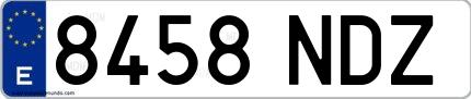 Ejemplo de matrícula española 8458 NDZ