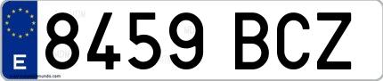 Ejemplo de matrícula española 8459 BCZ