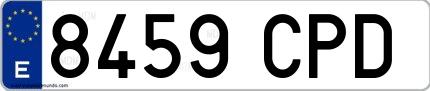 Ejemplo de matrícula española 8459 CPD