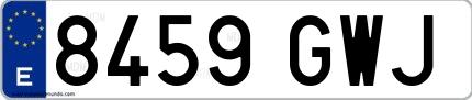 Ejemplo de matrícula española 8459 GWJ