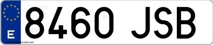 Ejemplo de matrícula española 8460 JSB
