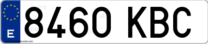Ejemplo de matrícula de coche ordinaria 8460 KBC