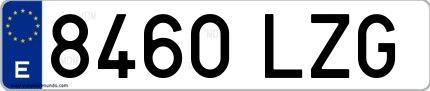 Ejemplo de matrícula española 8460 LZG
