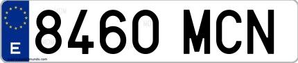 Ejemplo de matrícula española 8460 MCN