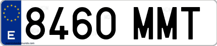 Ejemplo de matrícula de coche ordinaria 8460 MMT