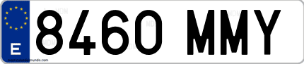 Ejemplo de matrícula de coche ordinaria 8460 MMY