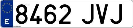 Ejemplo de matrícula española 8462 JVJ