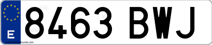 Ejemplo de matrícula de coche ordinaria 8463 BWJ