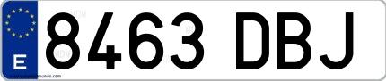 Ejemplo de matrícula española 8463 DBJ
