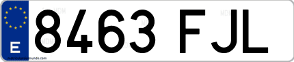 Ejemplo de matrícula de coche ordinaria 8463 FJL