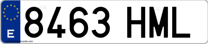 Ejemplo de matrícula de coche ordinaria 8463 HML