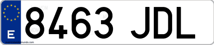 Ejemplo de matrícula de coche ordinaria 8463 JDL