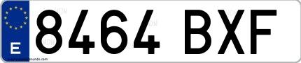 Ejemplo de matrícula española 8464 BXF