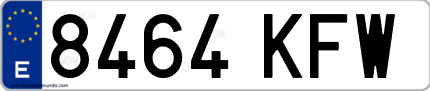 Ejemplo de matrícula de coche ordinaria 8464 KFW