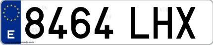 Ejemplo de matrícula española 8464 LHX