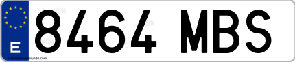 Ejemplo de matrícula de coche ordinaria 8464 MBS