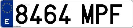 Ejemplo de matrícula española 8464 MPF