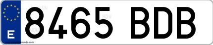 Ejemplo de matrícula española 8465 BDB