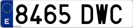Ejemplo de matrícula española 8465 DWC