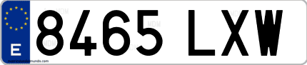 Ejemplo de matrícula de coche ordinaria 8465 LXW