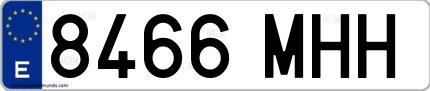 Ejemplo de matrícula española 8466 MHH