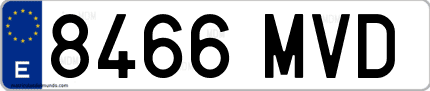 Ejemplo de matrícula de coche ordinaria 8466 MVD