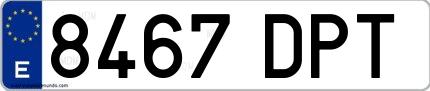 Ejemplo de matrícula española 8467 DPT