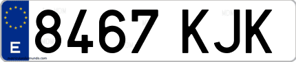 Ejemplo de matrícula de coche ordinaria 8467 KJK