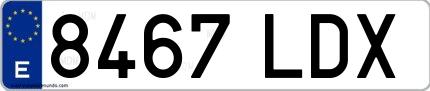 Ejemplo de matrícula española 8467 LDX