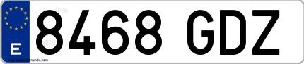Ejemplo de matrícula española 8468 GDZ