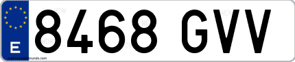 Ejemplo de matrícula de coche ordinaria 8468 GVV