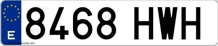 Ejemplo de matrícula española 8468 HWH