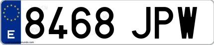 Ejemplo de matrícula española 8468 JPW