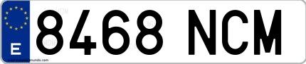 Ejemplo de matrícula española 8468 NCM