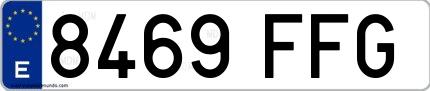 Ejemplo de matrícula española 8469 FFG